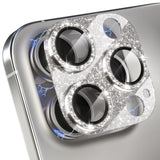 Compatible For Iphone 15 Pro/Iphone 15 Pro Max Camera Lens Protector, Bling Camera Cover With 9H Tempered Glass Lens Screen Protector Metal Ring Decoration Accessories (Glitter-Titanium Gold)