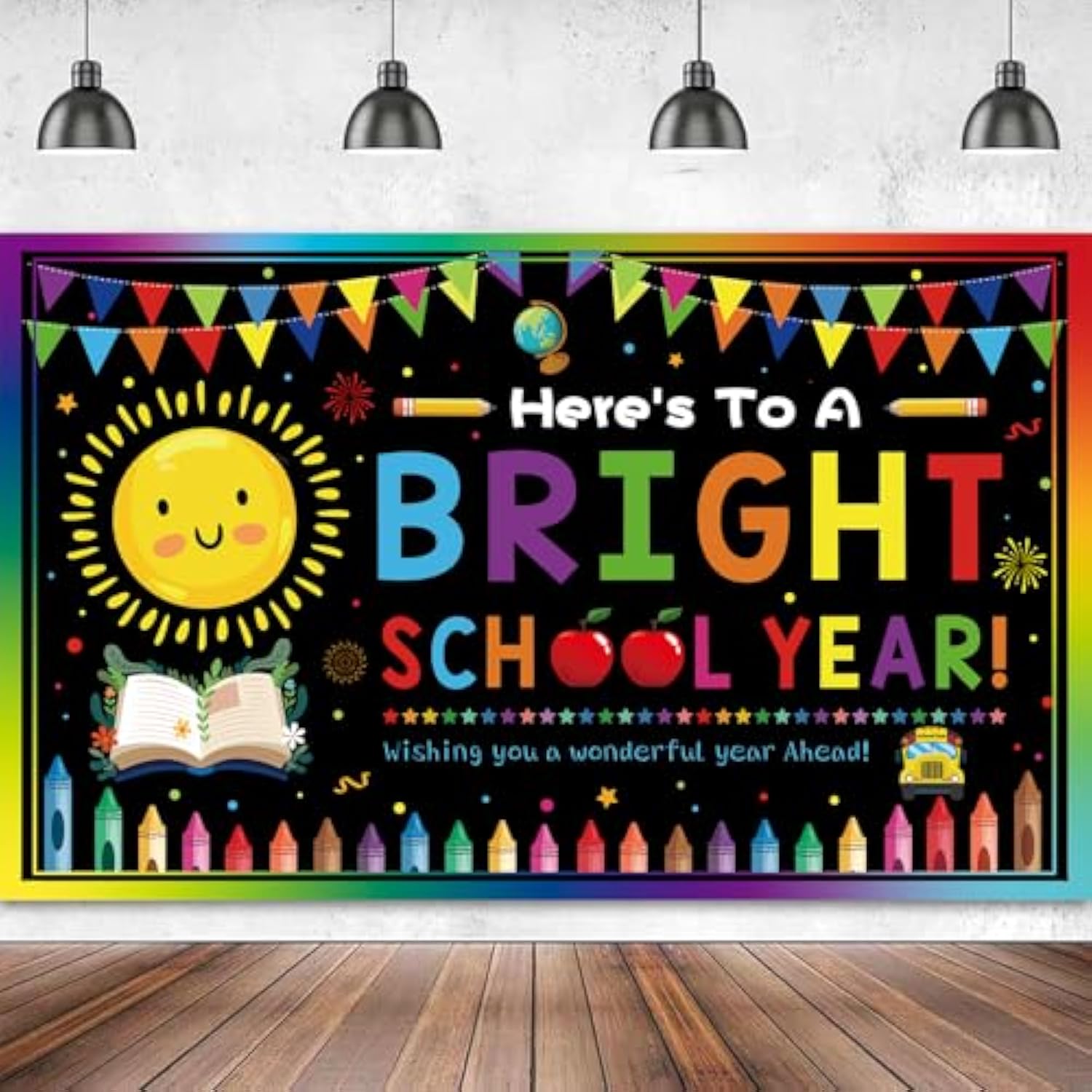 Back To School Decorations Back To School Backdrop Here'S To A Bright School Year First Day Of School Banner Large Welcome Banner For First Day Of School Photo Backdrop