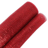 Red Mesh Ribbon Gold Deco Mesh Ribbon 10 Inch Wide Red Mesh Ribbon For Christmas Tree Metallic Mesh Roll Decorative Red Mesh Ribbon For Wreaths Garland Swag Basket Craft Supplies (30 Feet)
