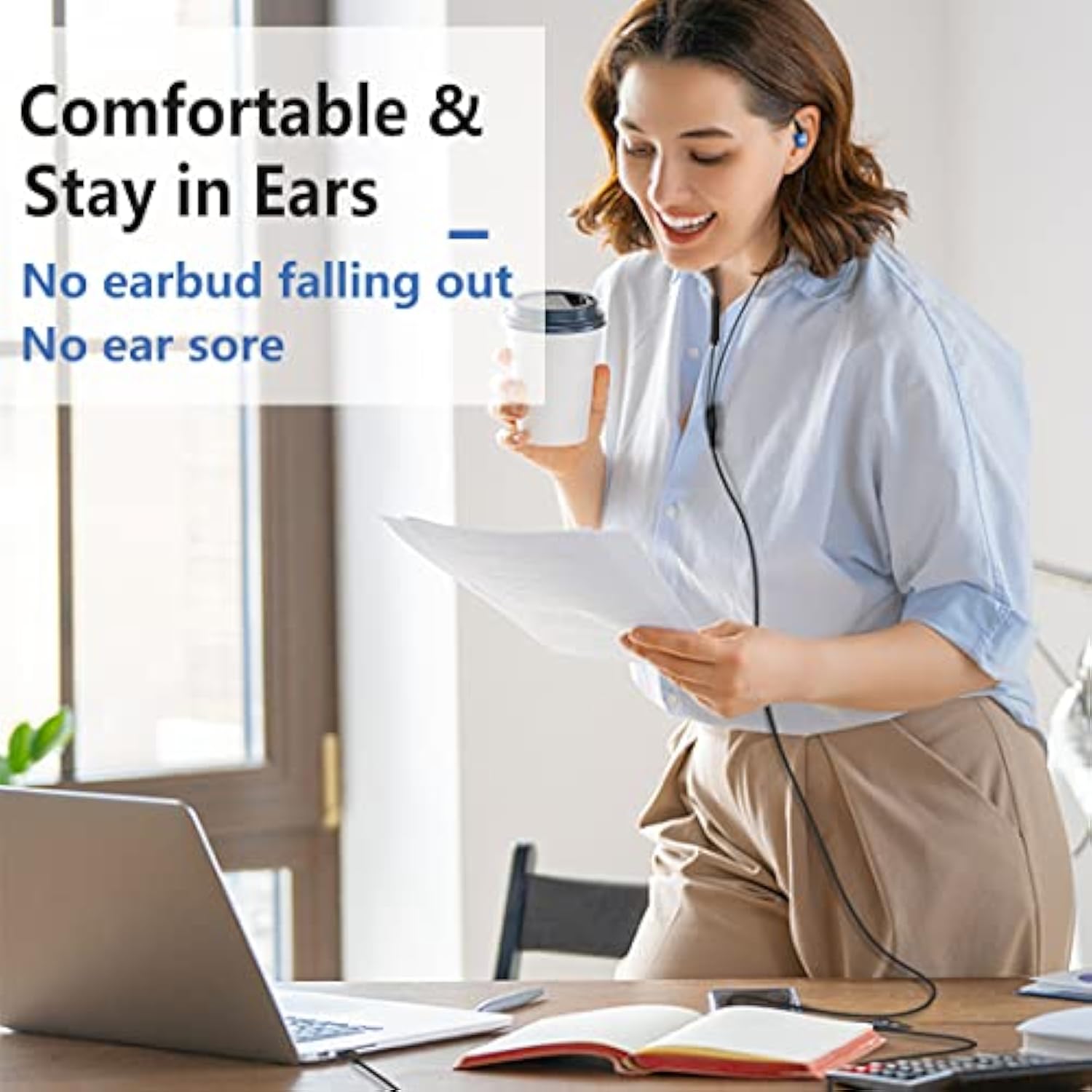 Usb Earbuds With Microphone For Pc Laptop, 6.5Ft Long Cord Wired Usb Headphone