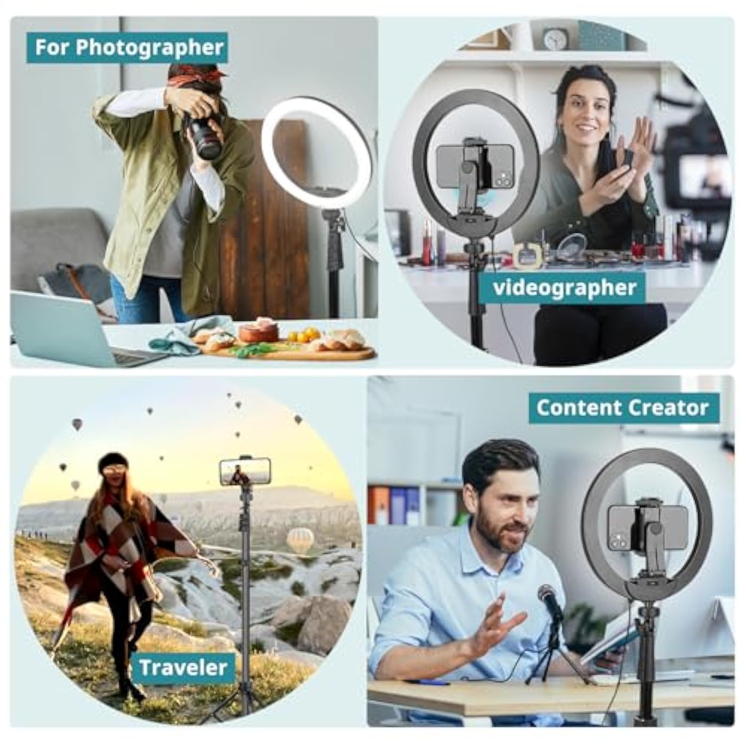 12" Ring Light With Tripod Stand And Phone Holder,Selfie Led Lighting With 62" Phone And Stand,Circle Ringlight For Photography,Tik Tok And Youtube,Compatible With Iphone, Android And Cameras