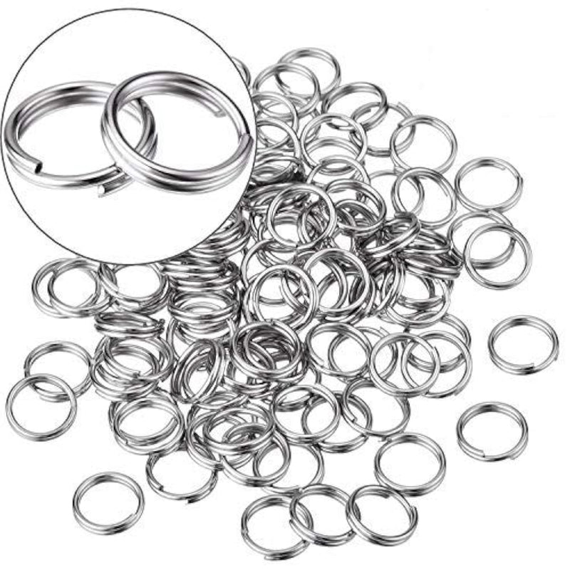 200 Pieces Small Split Rings Nickel Plated Key Chains Key Link Connector For C