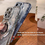 Magnetic Kickstand Glitter Case For Iphone 13 Pro Max, [Compatible With Magsafe] Luxury Bling Sparkly Diamond Rhinestones With Camera Protector Women Girls Case For Iphone 13 Pro Max (Silver)