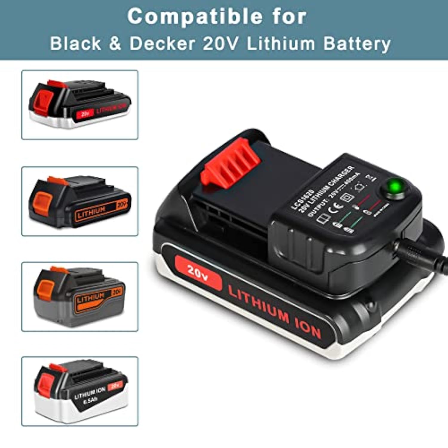 20V Lithium Battery And Charger Compatible For Black And Decker 20V Lithium Battery Lbxr20 Lb20 Lbx20 Lbxr2020-Ope Lbxr20B-2 Lbx4020 Lst220