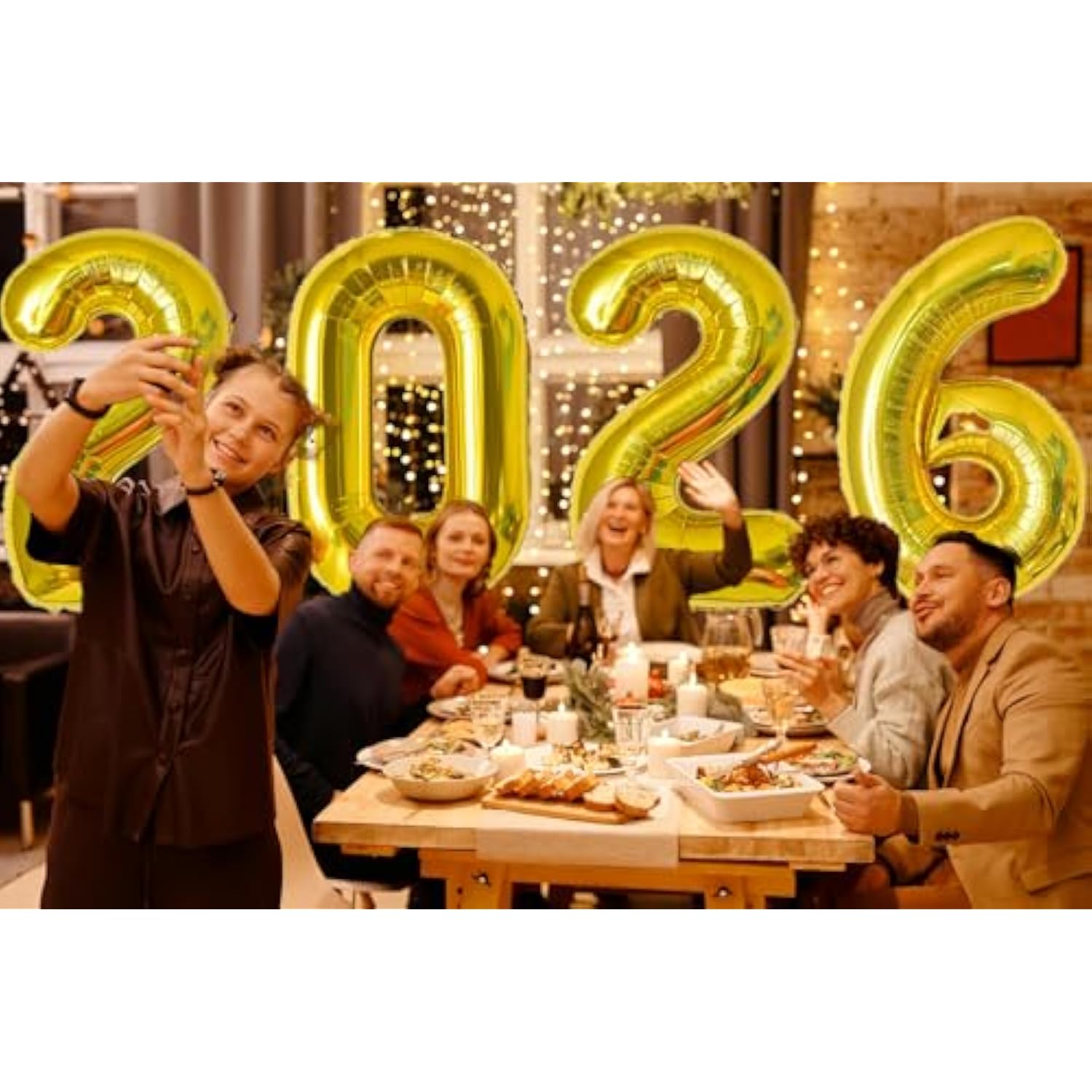40in Gold 2026 Foil Number Balloons for New Year & Graduation Party