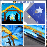 Christmas O Holy Night Door Cover - Navy Blue Nativity Scene Banner For Xmas Party Supplies