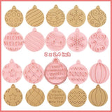 10 Piece Mini Christmas Ornament Cookie Cutters, 3D Raised Design Cookie Stamps, Mini Round Ornament Baking Molds(Ornament)