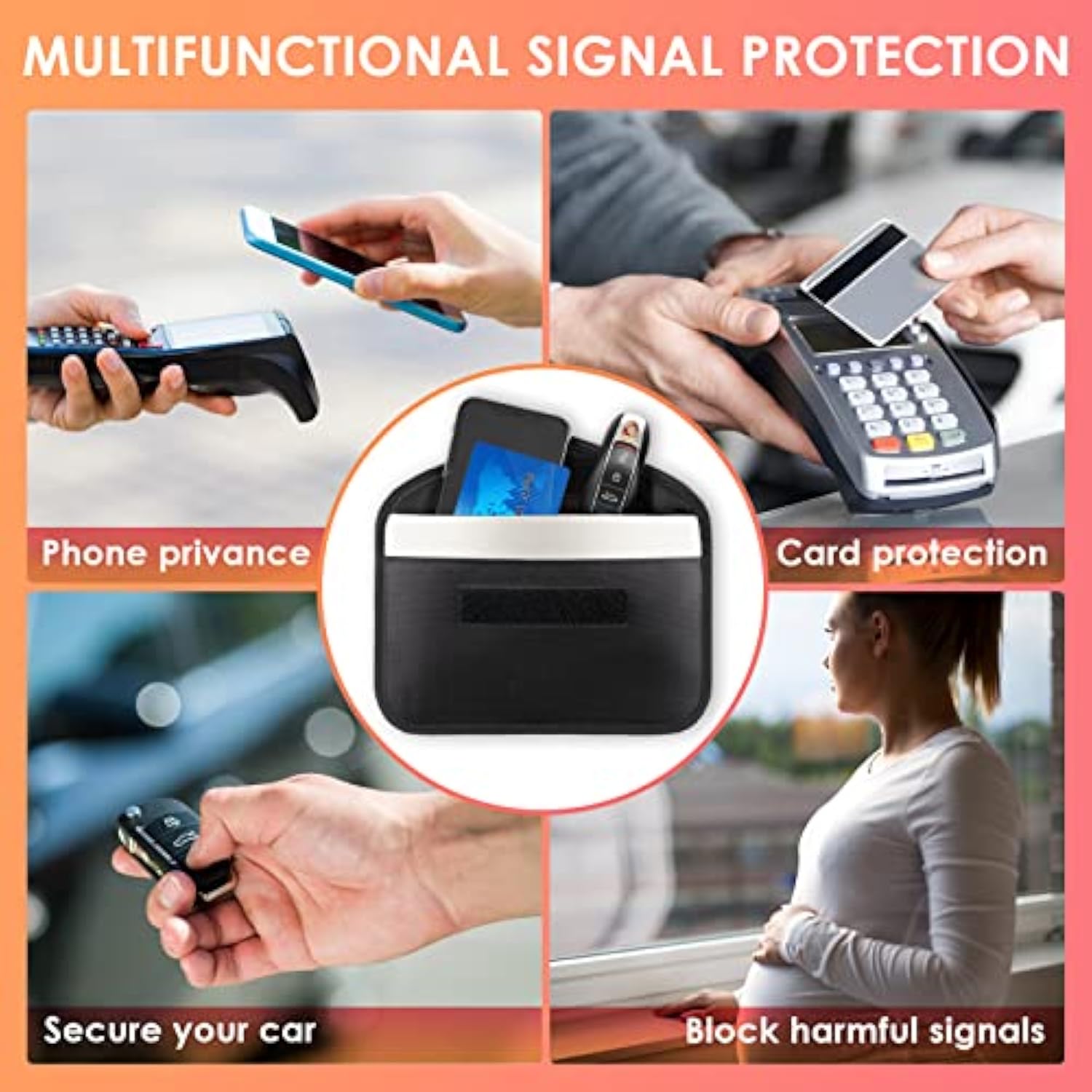 2-Pack Faraday Bags for Car Keys & Cell Phones, Signal Blocking Anti-Theft Pouch