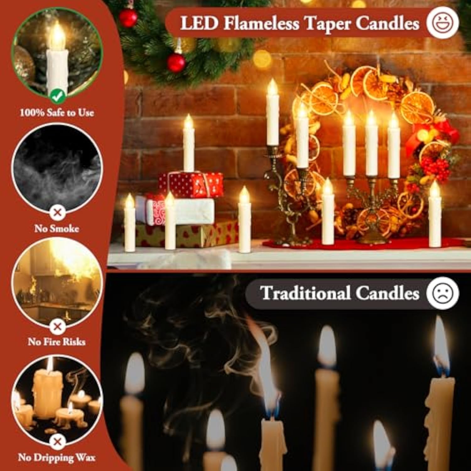 30 Pcs Flameless Led Taper Candles Battery Operated, Christmas Tree Candles Clip-On With Remote - 4 Modes & Timer, Waterproof, Dimmable Flicker Candle For Home Holiday Party Wedding Decor