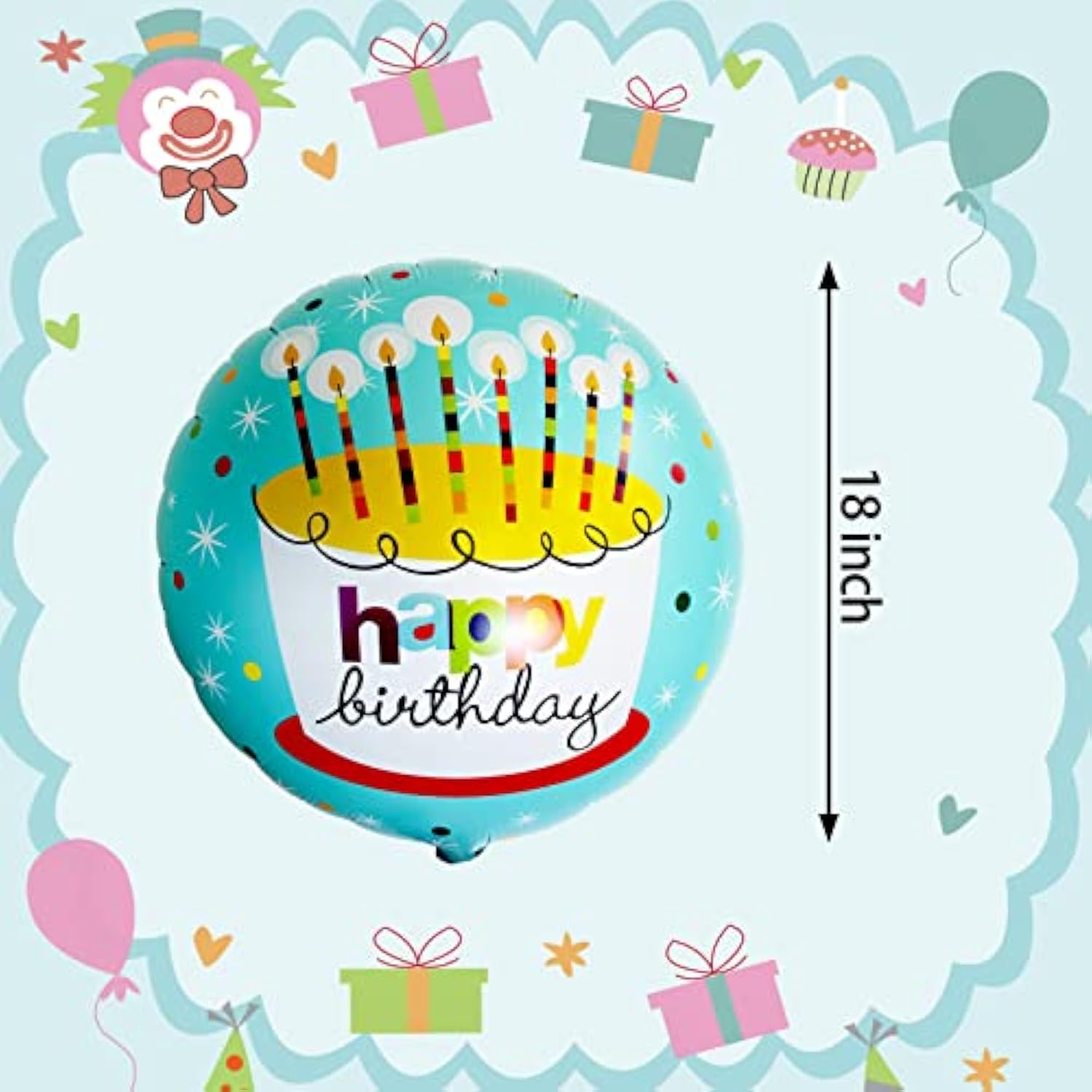 24 Pcs Happy Birthday Foil Balloons 18 Inch Round Helium Floating Mylar Balloon Inflatable Balloons For Birthday Party Decorations Supplies,12 Patterns