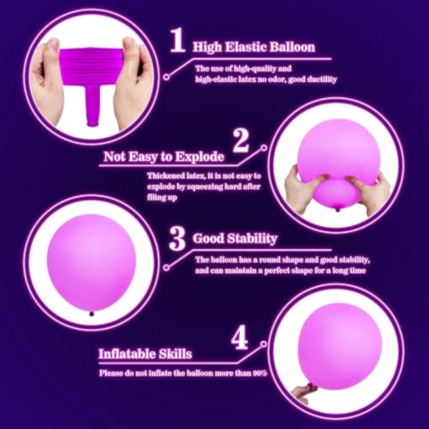 100-Pcs UV Neon Glow Balloons for Blacklight Parties & Decorations