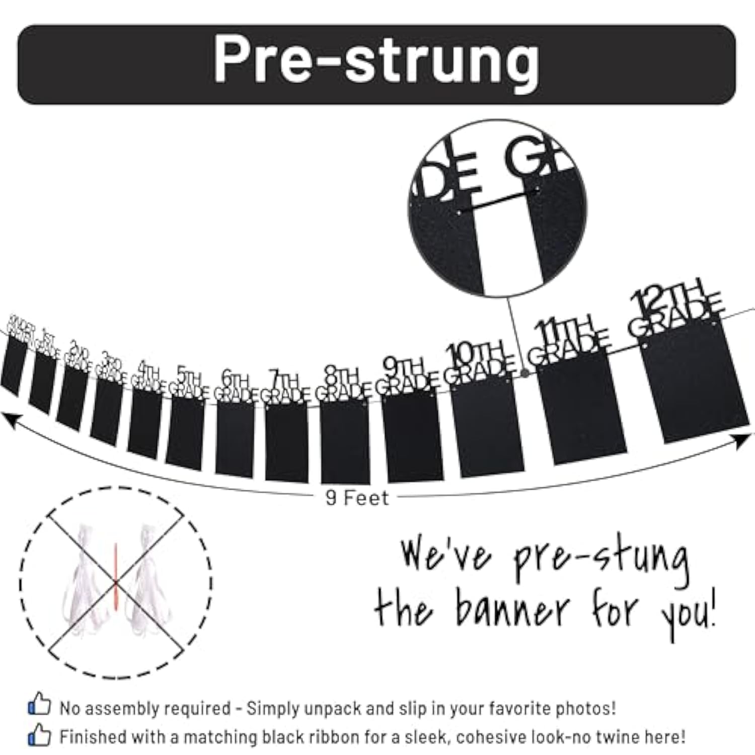 Graduation Photo Banner K-12, Kindergarten To 12Th Grade For Middle/Junior, High/Senior Graduation Decorations 2025 | Class Of 2025 Party Decorations |Pictures Party Supplies (Pre-Strung)