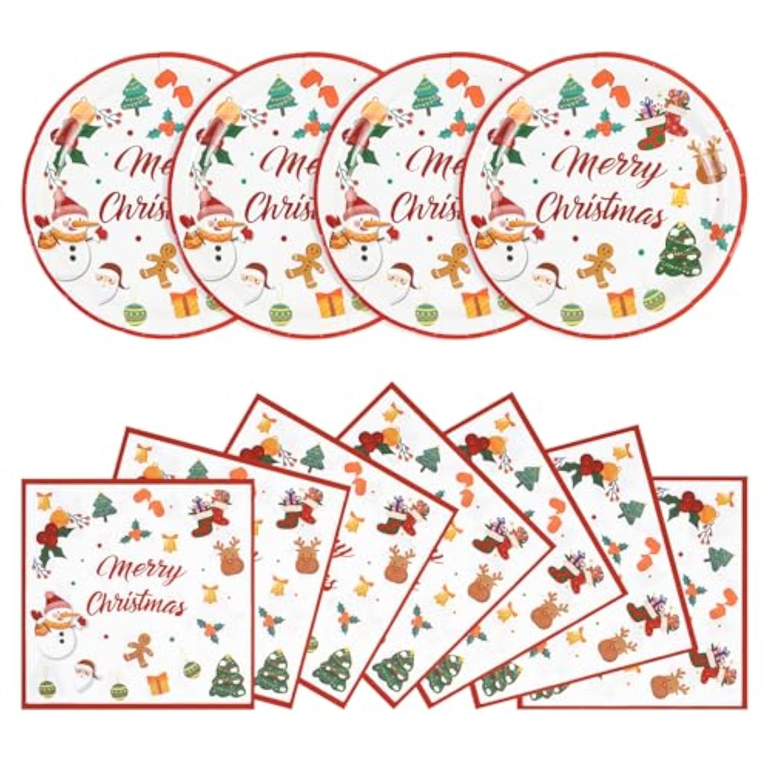 40Pcs Merry Christmas Paper Plates And Napkins - 9Inch Dessert Plate For Cake Salad Fruit Pizza,Disposable Decoration Supplies For Christmas Birthday Party, Serve 20 Guests