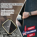 44Mm Case Compatible With Apple Watch, With Built-In Tempered Glass Screen Protector, Pc Cover For Iwatch Series 9/8/7/Se 2Rd Se 6 5 4/3 2 For Choice (44Mm, Black + Gold Edge)