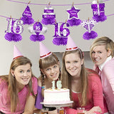 Purple Silver Sweet 16Th Birthday Table Centerpiece Decorations For Gi