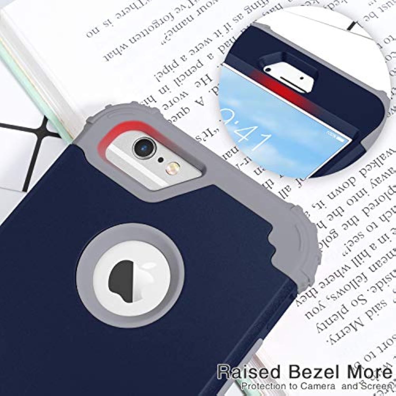 For Iphone 6S Case,For Iphone 6 Case With Tempered Glass Screen Protector, 3 In 1 Heavy Duty Shock Absorption Hard Pc Covers Soft Silicone Bumper Full Body Protective Case (Blue)