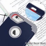 For Iphone 6S Case,For Iphone 6 Case With Tempered Glass Screen Protector, 3 In 1 Heavy Duty Shock Absorption Hard Pc Covers Soft Silicone Bumper Full Body Protective Case (Blue)