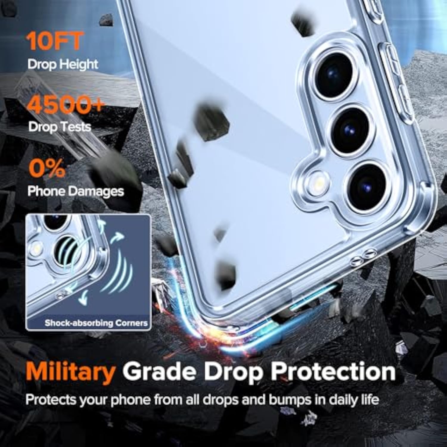 3-in-1 Case for Galaxy S25 5G with 2-Pack Screen Protectors - Clear & Slim