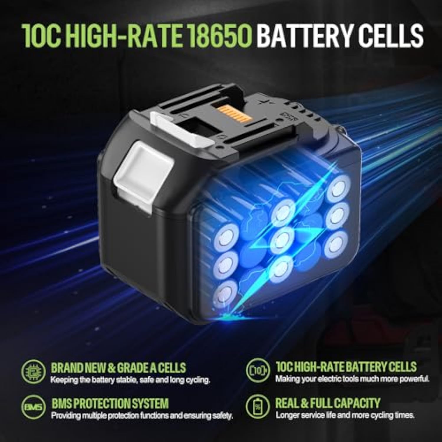 18V 6.0Ah Battery For Makita - 6000Mah Lithium-Ion Batteria For Cordless Power Tools Bl1830 Bl1850 Bl1840 Bl1860 Bl1815 Bl1835 Bl1845 Bl1890 Power Tools (1Pack)