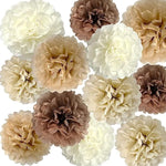 Brown Tissue Paper Pom Poms Khaki Caramel Party Decorations Ivory Beige Cream Earth Tone Boho Champagne Tan Flowers Wall Hanging Décor Supplies Rustic Neutral Birthday Baby Shower Wedding
