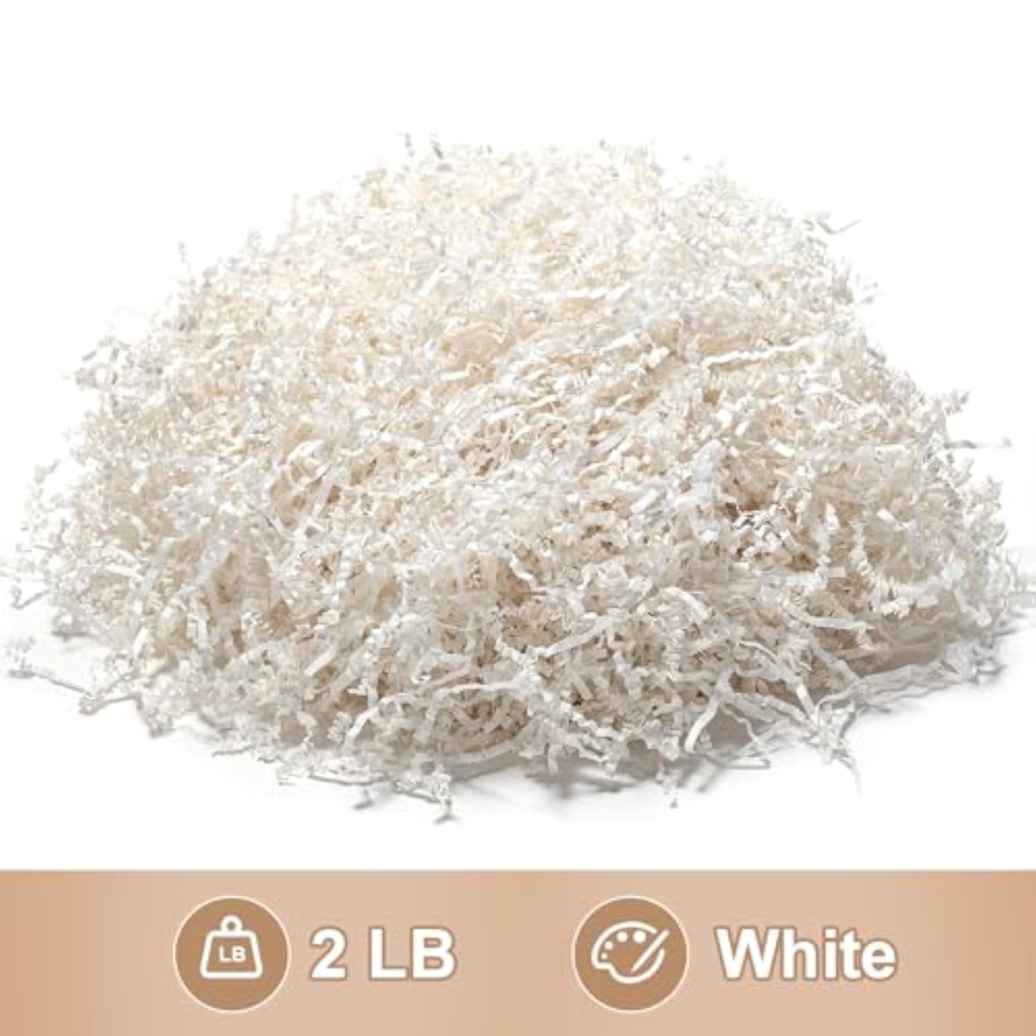 2 Lb Crinkle Cut Paper Shred White Crinkle Shredded Paper - Gift Box Baskets Bag Filler - Confetti Stuffing For Birthday, Holiday Gift Packaging Wrapping