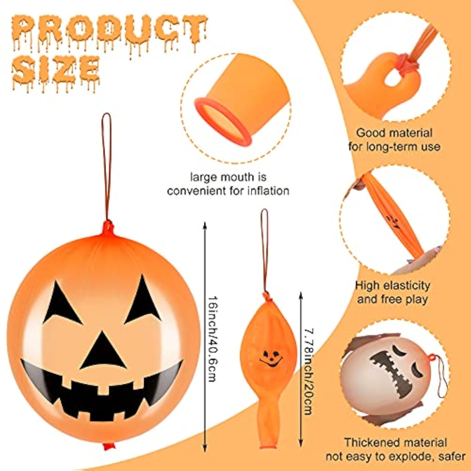 36pcs Halloween Punch Balloons Jack O Lantern Ghost Pumpkin Latex Party Favors