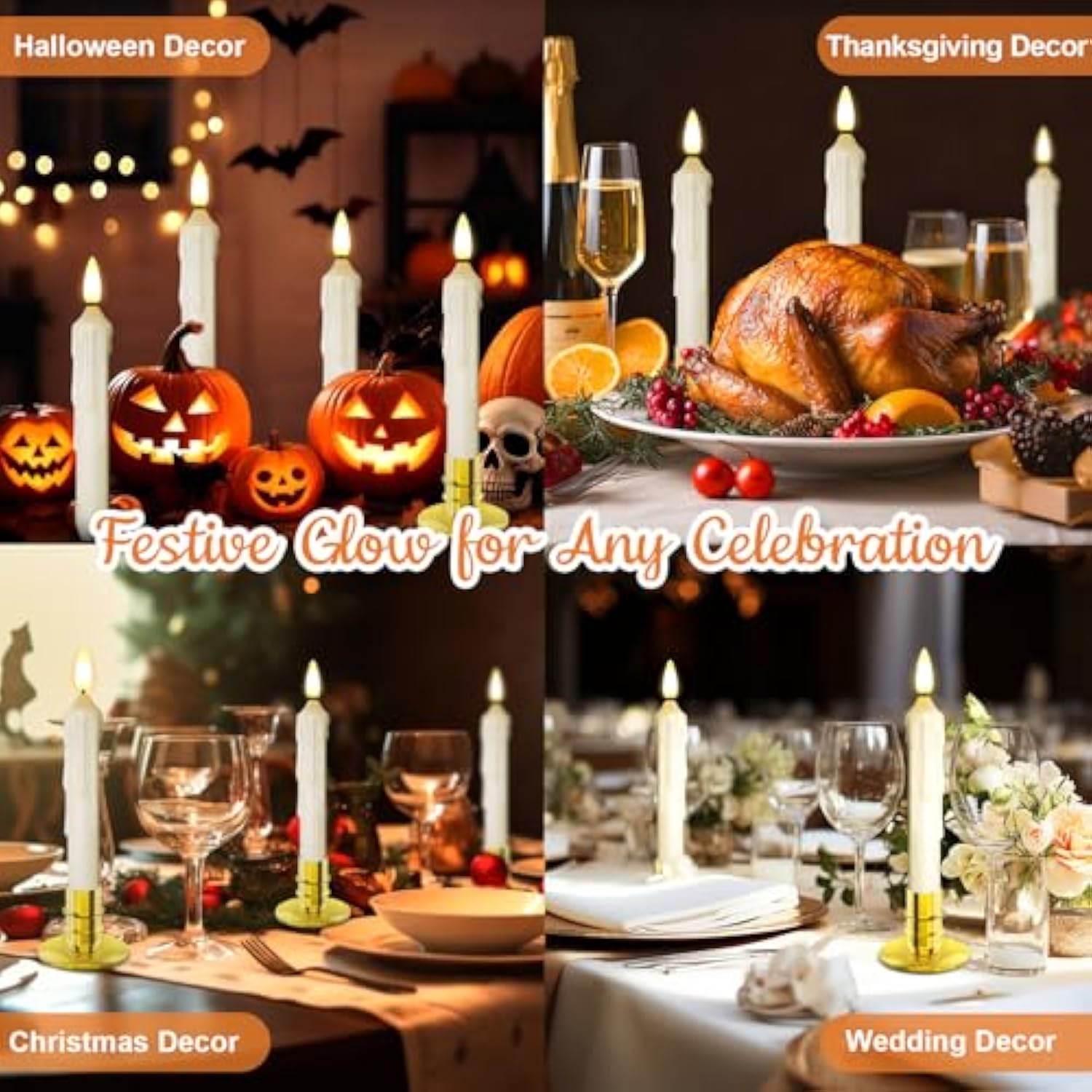 Window Candles, 12 Pack Flameless Christmas Window Candle With 2 Remote Timers, Battery Operated Window Candles With Candle Holders & Suction Cups For Christmas Decoration