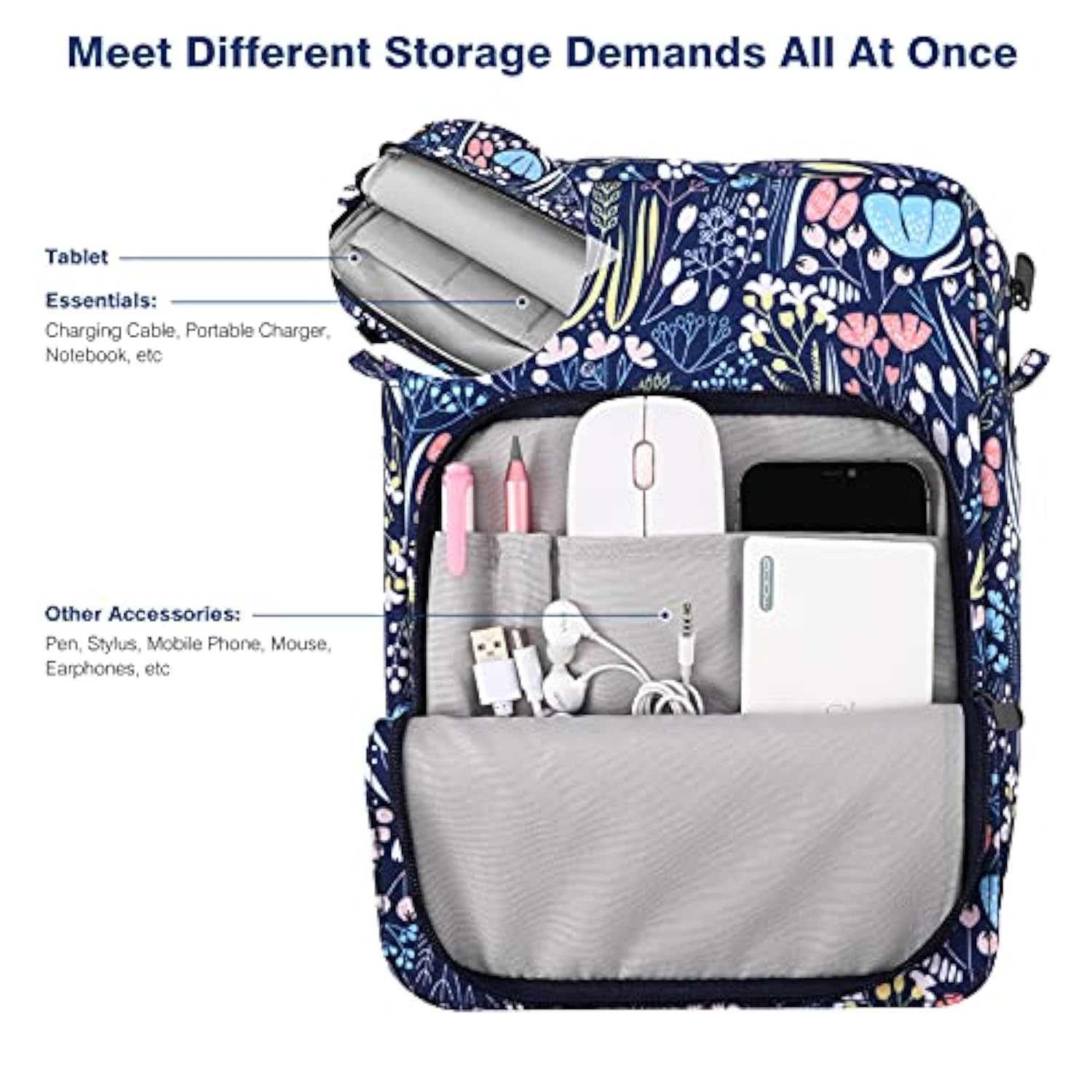 9-11 Inch Tablet Sleeve Bag Carrying Case With Shoulder Strap For Ipad (A16) 11", Ipad 10Th Gen 10.9" Air 5/4, I-Pad Air/Pro 11", I-Pad 9/8/7Th 10.2", Galaxy Tab A9+ Plus 11", Night Blue