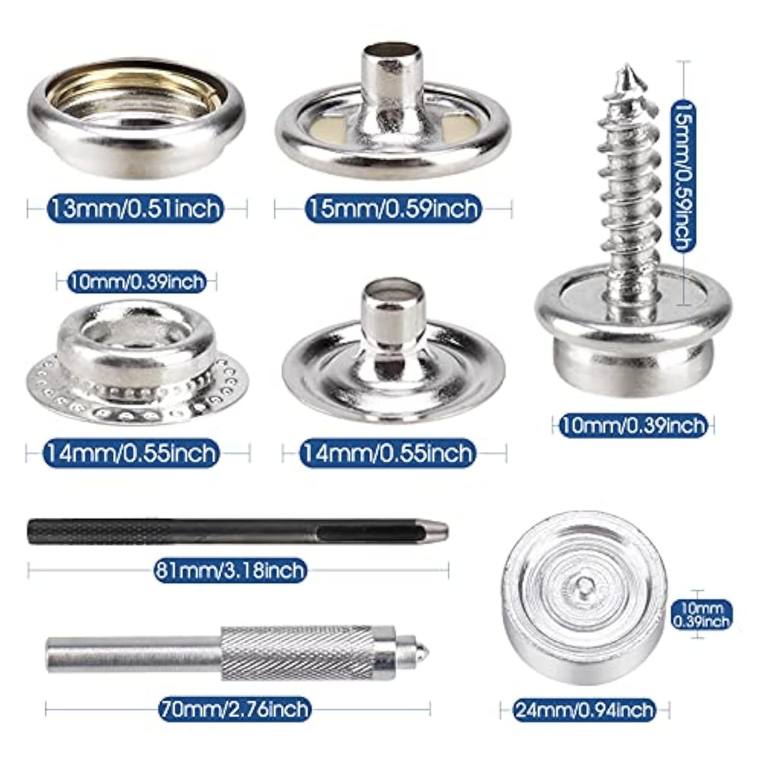 323 Piece Canvas Snap Kit, Marine Grade Stainless Steel (Caps, Sockets