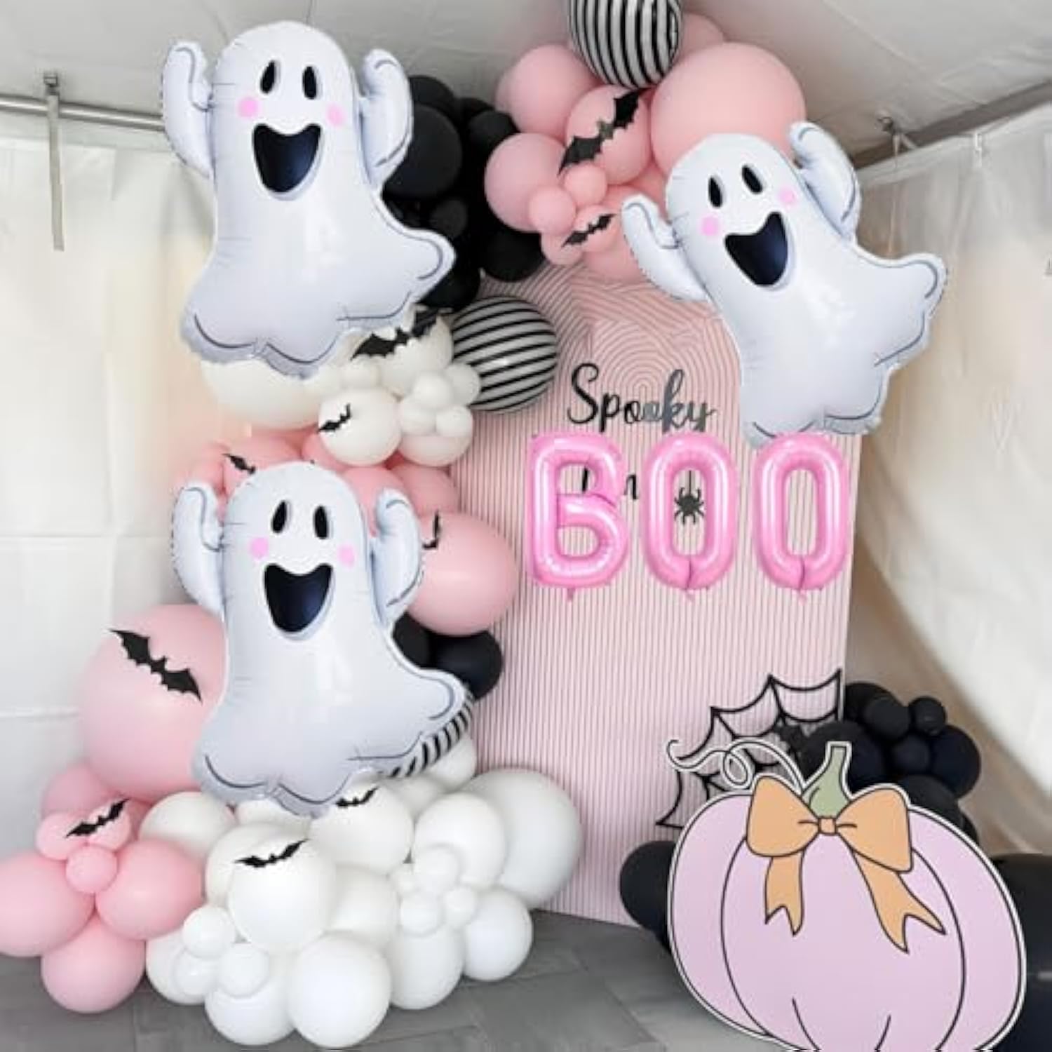 Halloween Balloon Set Pink BOO Foil Balloons for Spooky Birthday Party Decorations