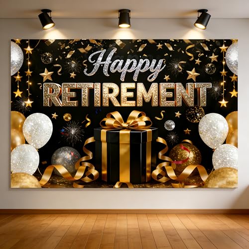 72x43 Inch Retirement Party Decorations Happy Retirement Backdrop