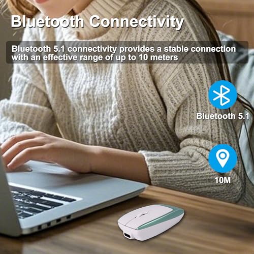 Bluetooth Mouse Rechargeable Portable Mini Computer Mice With Tf Card Reader 3 Adjustable Dpi Optical Lightweight Silent Wireless Mouse For Laptop Tablet Cell Phone Windows Mac Os Android Ios, Green