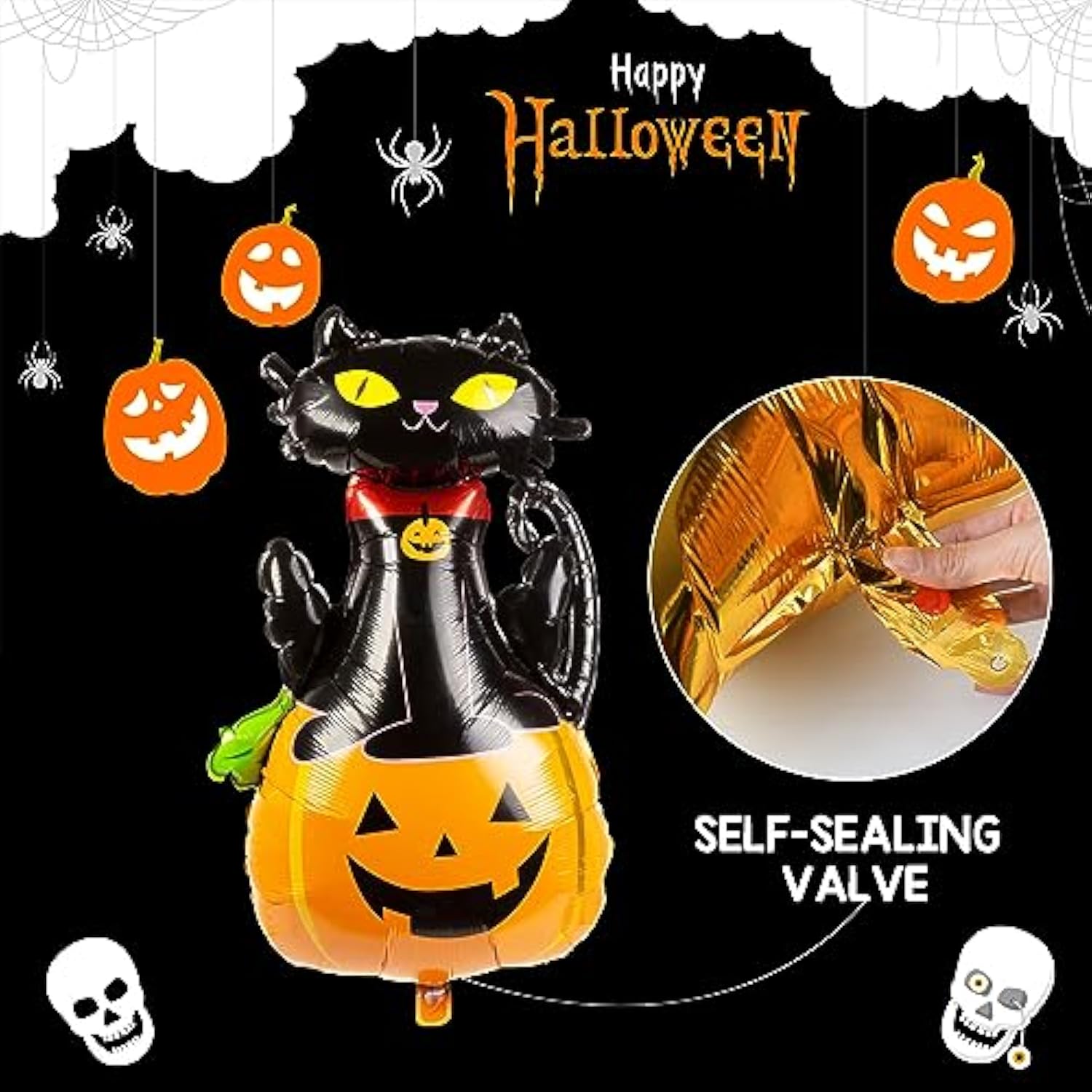 Happy Halloween Foil Balloons Spider Bat Cat Ghost Pumpkin Skull Mylar Party Decor