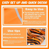 3 Pack Black Orange Foil Fringe Curtains 3.28x6.6ft Backdrop for Halloween Party Decor