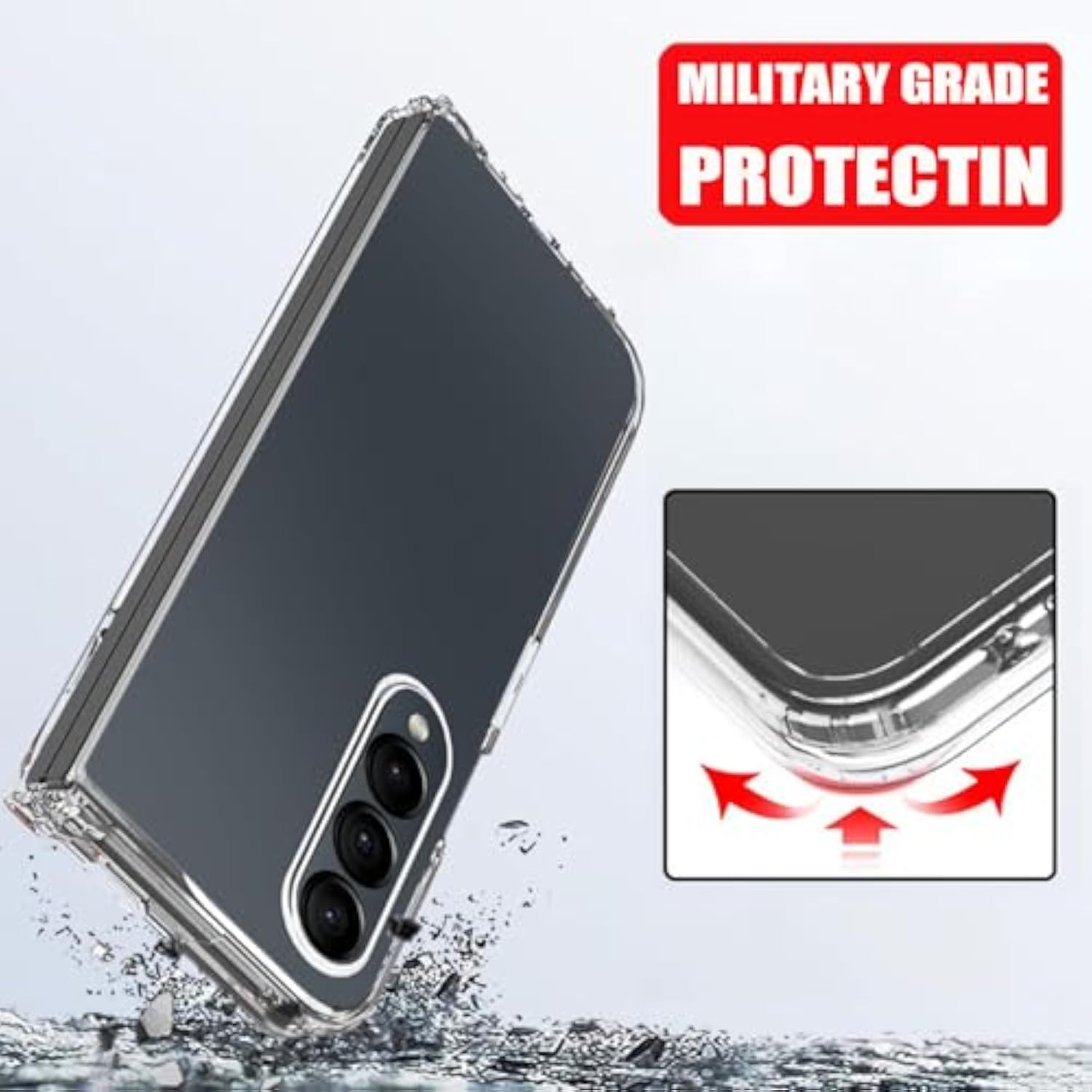 Clear Case with Screen Protector for Samsung Galaxy Z Fold 4, Slim Fit Hard PC Anti Yellowing Anti-Scratches Protective Phone Case Cover, Transparent