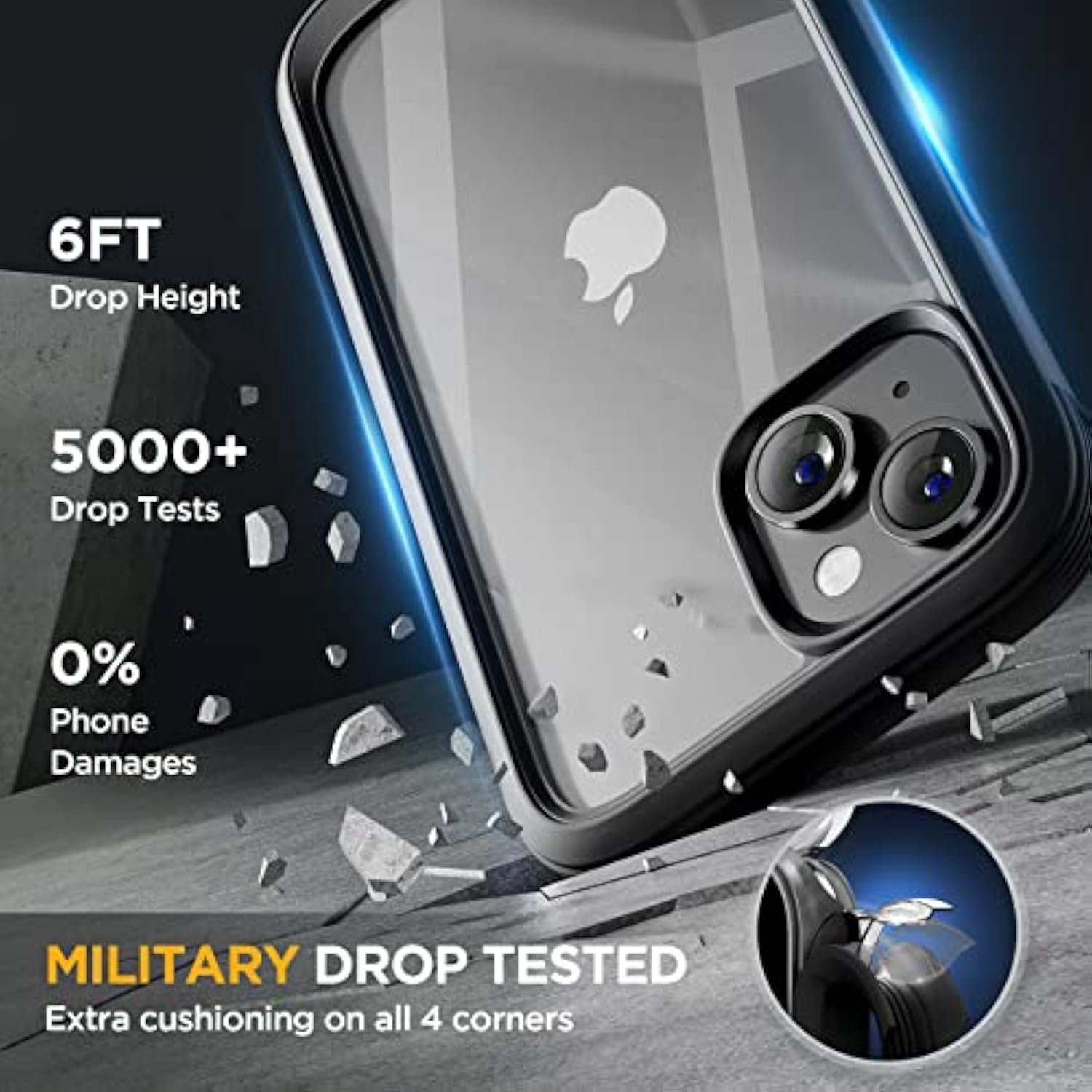 iPhone 14 Glass Series Clear Bumper Case w 9H Screen & Lens Lemon