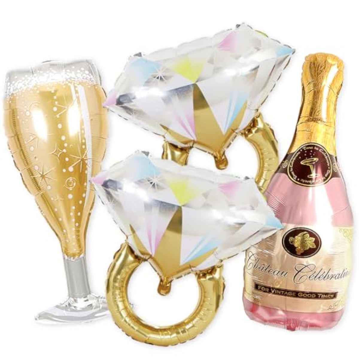 Partyforeve 2 Gold Glitter Ring Bachelorette Balloons 40In Bottle Glass Bridal Decor