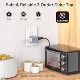 Cable Matters [UL Listed 3-Pack 3 Outlet Wall Adapter (Grounded Cube Tap, Outlet Splitter, 3 Way Plug Adapter, 3-Prong Power Splitter), Gray