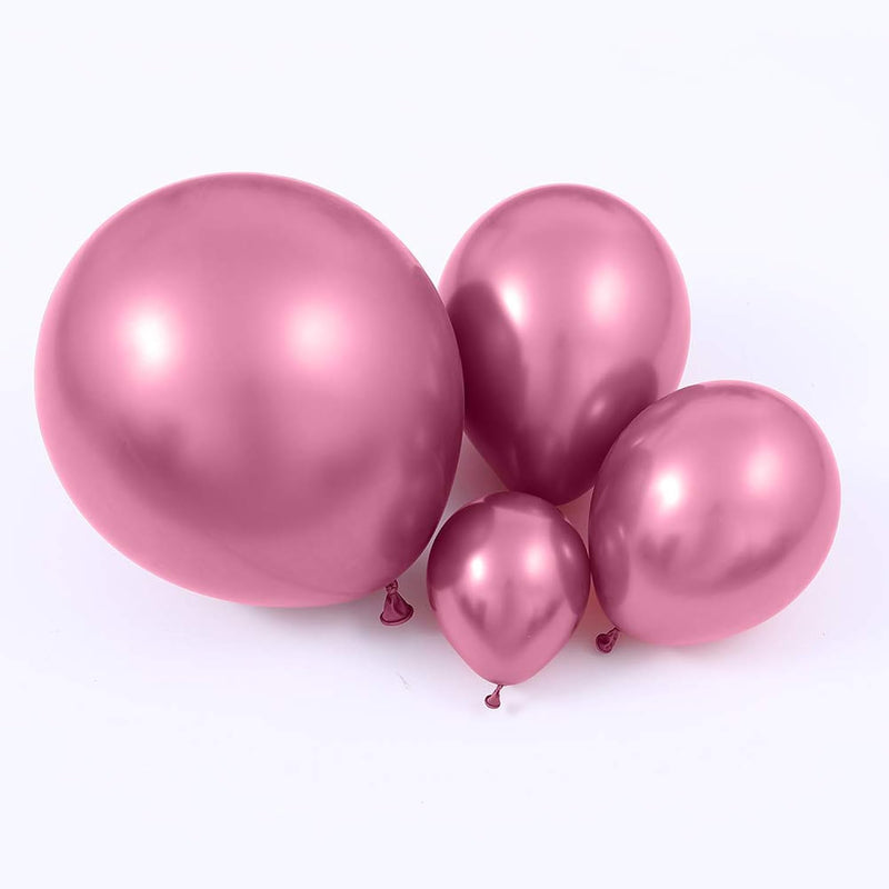 100Pcs Metallic Pink Latex Balloons Various Sizes Chrome Balloon 18/12