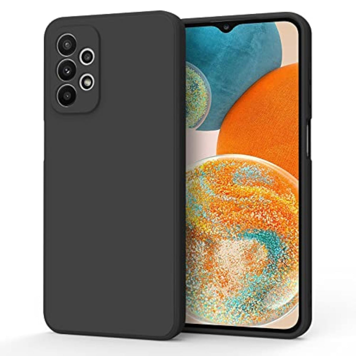 Stylish Slim Liquid Silicone Full-Body Protective Case for Samsung Galaxy A23 4G 5G Phone (Black)