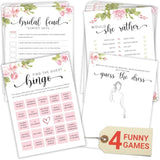 Hilarious Bridal Shower Games 25 Guests - Set Of 4 Wedding Shower Games For Reception, Fun Guess The Dress Bingo Game, Bridal Party Game For Bridal Shower Decorations (5"X7")
