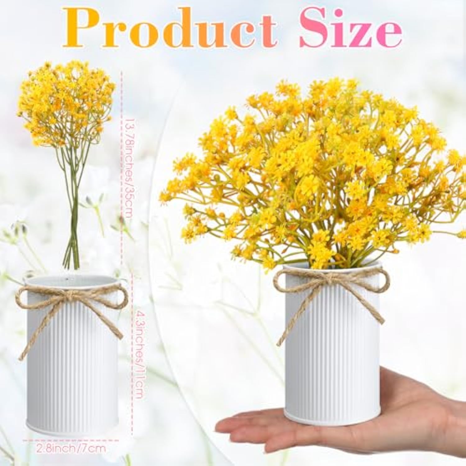 6 Set Babys Breath Artificial Flowers Centerpieces For Tables Gypsophila Faux Fake Flowers With Vase Floral Arrangement Bouquets For Wedding Dining Table Home Party Decor