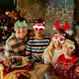 Christmas Photo Booth Props And Glasses - 6 Pcs Glitter Frames For Winter Xmas Holiday Activities, New Year Party Favors, Supplies, Games - One Size Fits All