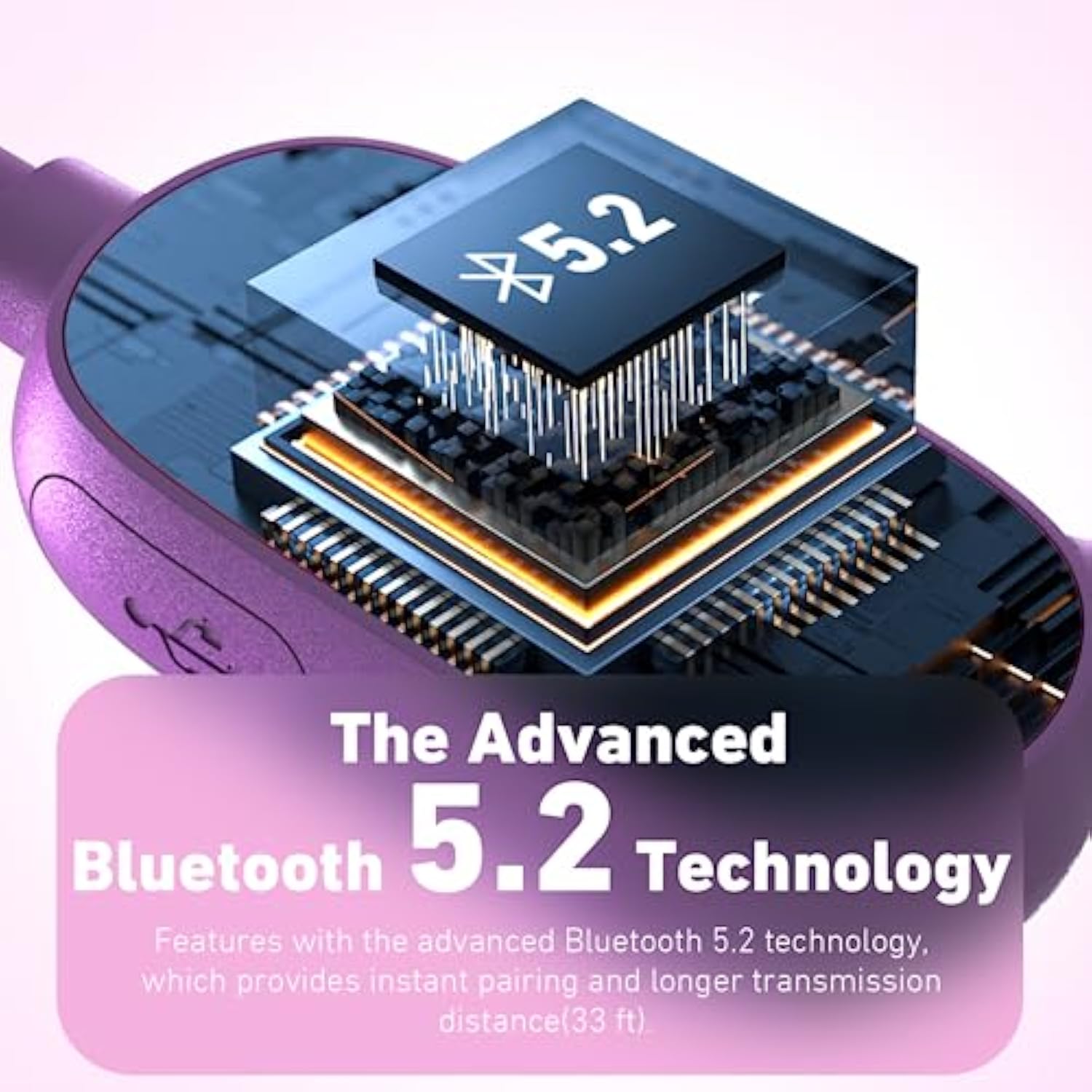 Kids Bluetooth 5.2 Open Ear Headphones 85dB Waterproof 20H Playtime Purple