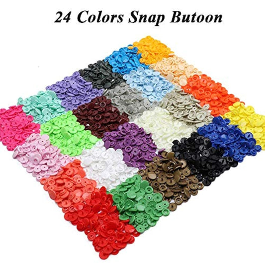 408 Sets Plastic Snap Buttons T5 Kam Snaps Fastener Kit For Craft Diy,