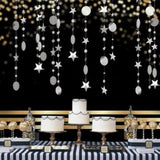 Silver Star Garland Decorations Twinkle Little Star Birthday Baby Shower Graduation Party Decor Christmas New Year Eve Banner Moon Stars Starry Night Ramadan Celestial Theme Backdrop