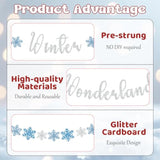 Winter Wonderland Banner, Pre-Strung Christmas Banner For Mantle, Glitter Snowflake Banner, Winter Wonderland Sign For Winter New Year Xmas Party Fireplace Hanging Supplies