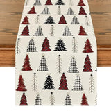 Xmas Tree Christmas Table Runner, Seasonal Winter Kitchen Dining Table Decoration For Home Party Decor 13X72 Inch