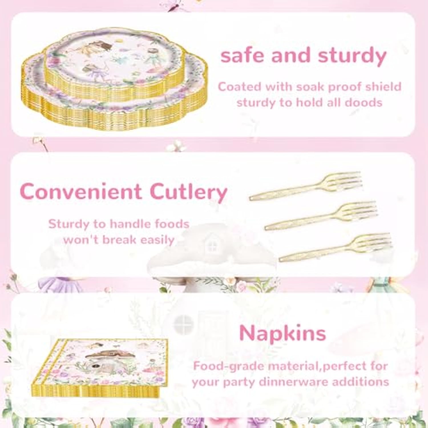81Pcs Fairy Party Decorations For Girls 1St 2Nd Birthday Garden Flower Themed Baby Shower Party Supplies Fairies Enchanted Tableware With Paper Plates Napkins Cups Forks And Tablecloth Serve 20