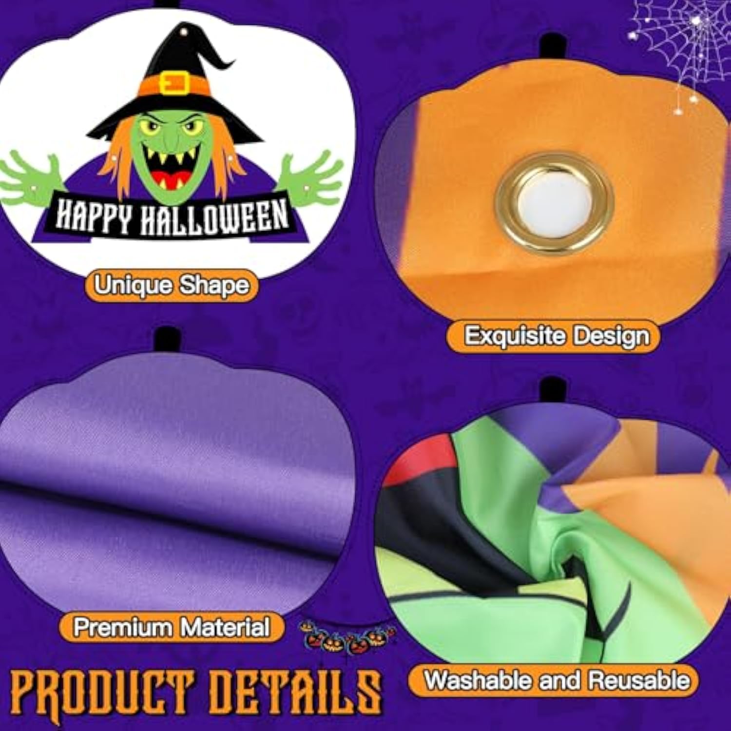 Halloween Witch Porch Banner Fabric Door Sign for Outdoor Party Photo Booth Backdrop Decor